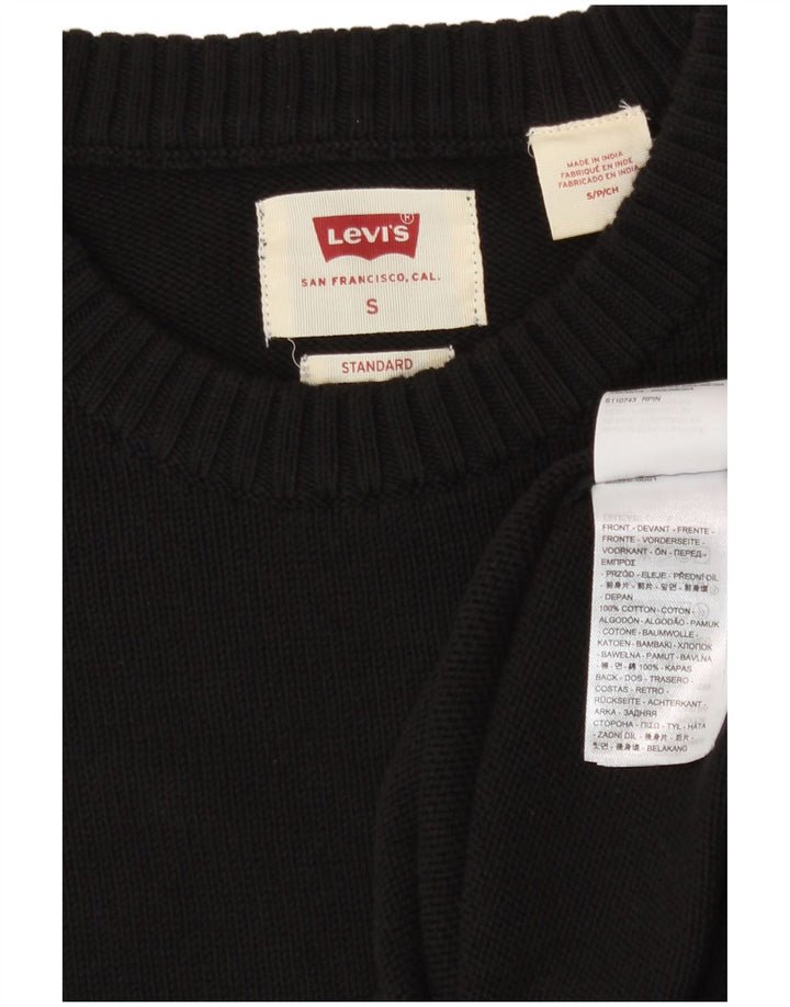 Levi's Jersey estándar con cuello redondo para hombre, talla pequeña, algodón negro
