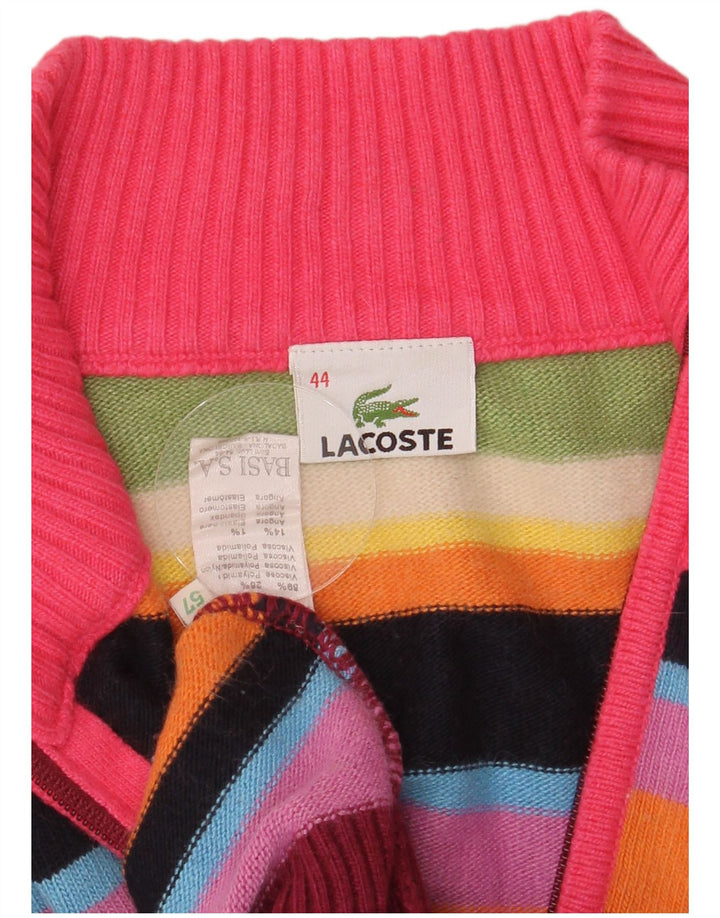 Suéter Cárdigan Mujer Lacoste Talla 44 Grande Rayas Multicolor