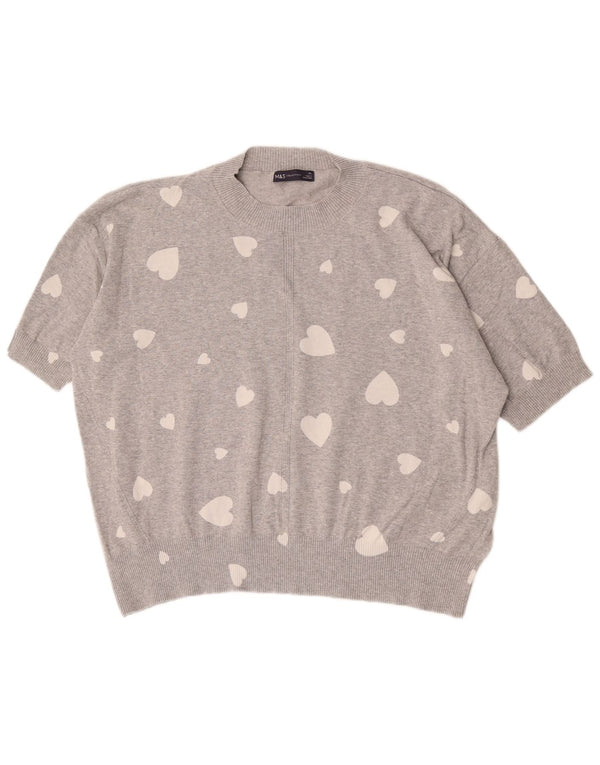 Marks & Spencer Jersey de Manga Corta con Cuello Alto para Mujer UK 40 XL Gre