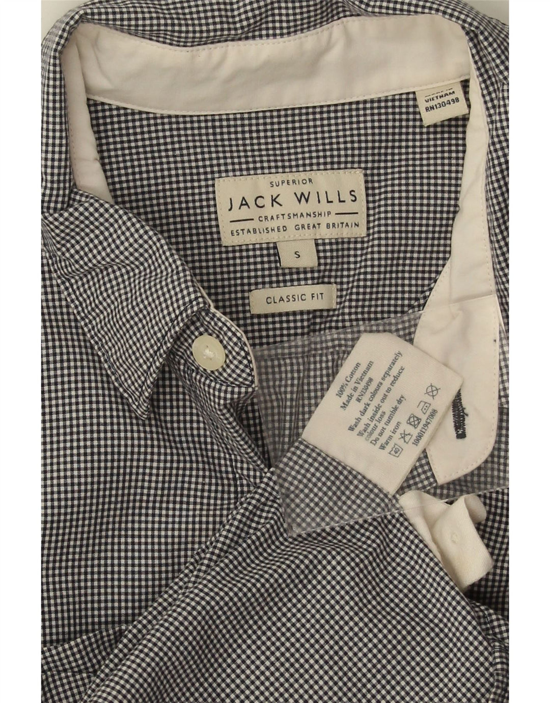 Jack Wills Camisa de corte clásico para hombre pequeña de algodón a cuadros negro