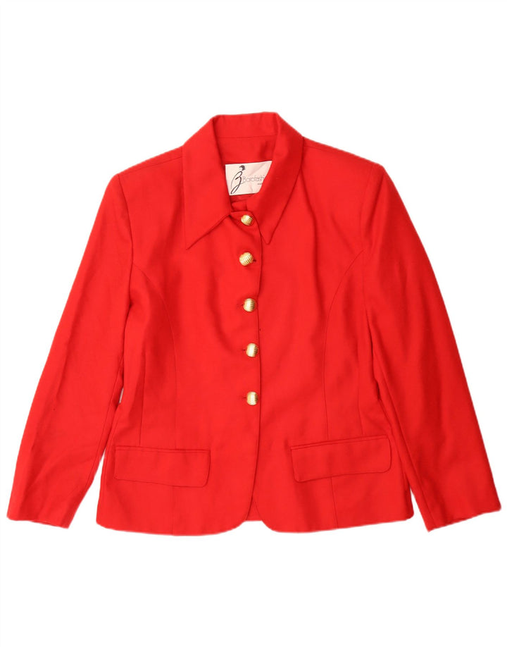 Vintage mujer 5 botones Blazer chaqueta IT 44 medio rojo lana clásico
