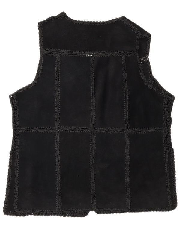 Vintage mujer ante Gilet Reino Unido 16 gran patchwork negro
