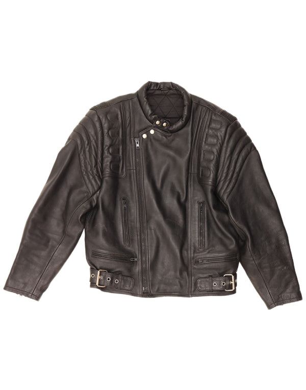 Vintage hombres motocicleta cuero biker chaqueta Reino Unido 36 pequeño cuero negro