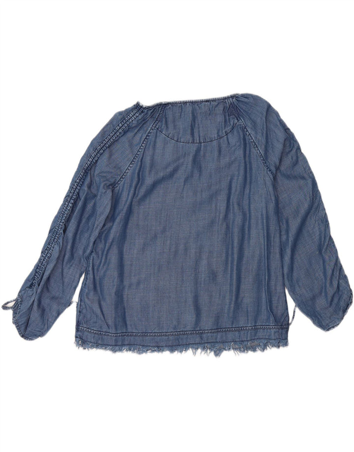 Marks & Spencer Blusa de Manga Larga para Mujer Top UK 44 Azul Medio Floral