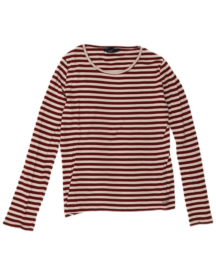 Gant Mujer Top Manga Larga UK 42 Medio Borgoña Rayas