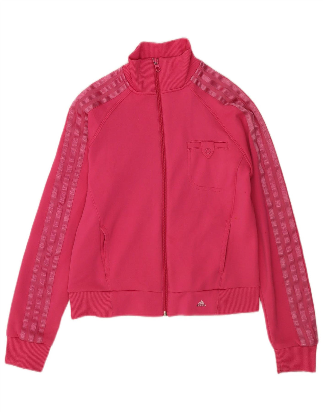 Adidas Mujer Crop Chándal Top Chaqueta UK 12 Medio Rosa Poliéster