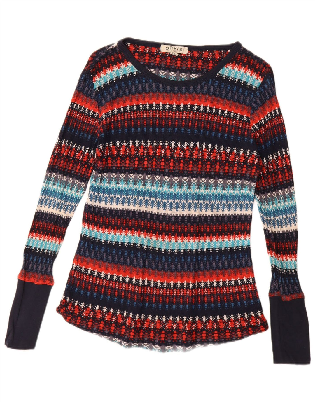 ORVIS Suéter tipo jersey con cuello barco para mujer, talla 40, talla grande, multicolor, a rayas