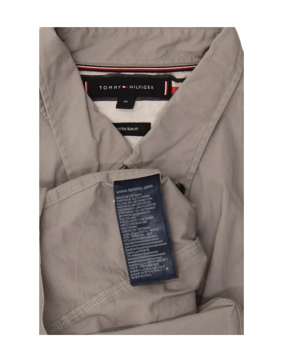 Camisa Tommy Hilfiger Hombre Extra Slim Fit Algodón Gris Medio