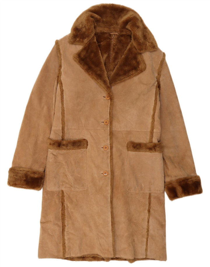 Montereggi Abrigo de piel de oveja para mujer IT 46 Cuero beige grande