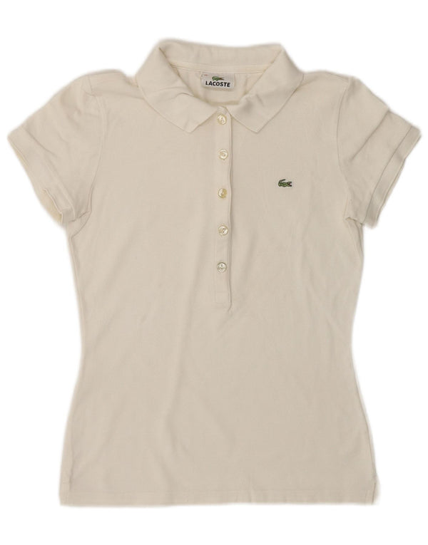 LACOSTE Polo de mujer talla 36 Pequeño algodón blanco