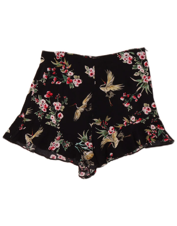 Zara Womens High Waist Shorts Small W26 Black Floral