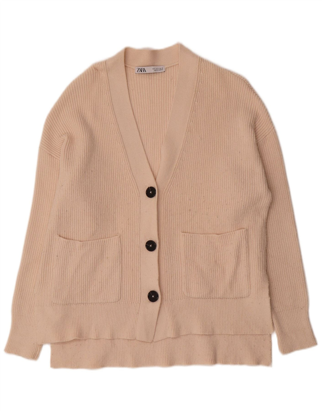 Zara Mujer Suéter Cárdigan Extragrande UK 10 Small Beige