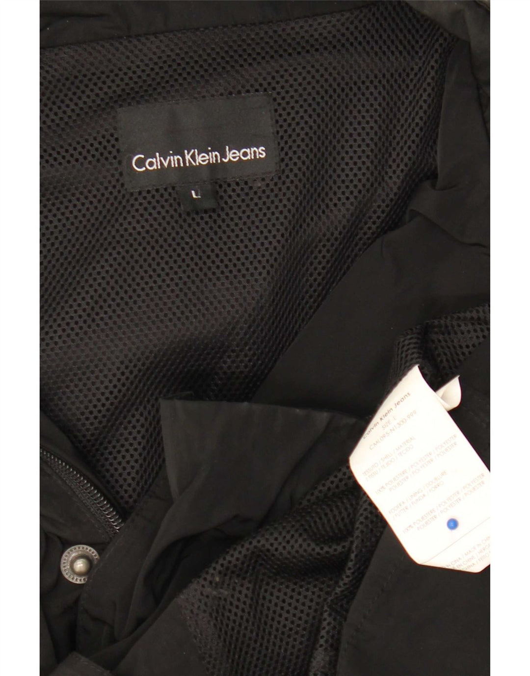 Calvin Klein Jeans Chaqueta militar para hombre UK 40 Grande Poliéster negro