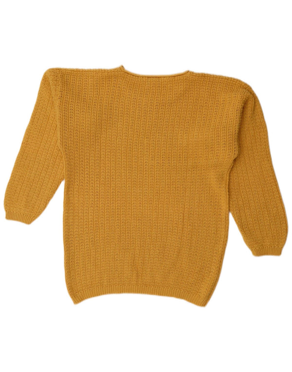 Vintage mujer barco cuello jumper suéter Reino Unido 16 grande amarillo ramio