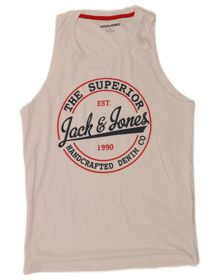Jack & Jones Hombre Camiseta Gráfica Top Medium Blanco Algodón