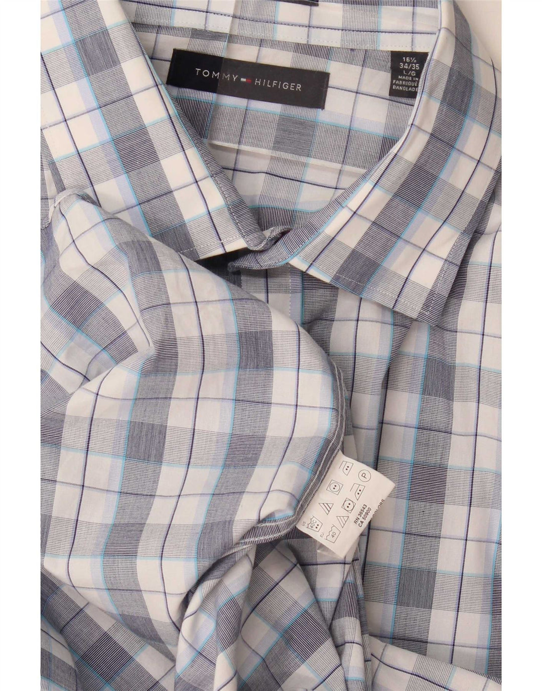 Camisa Tommy Hilfiger para hombre talla 16 1/2 cuadros azules grandes