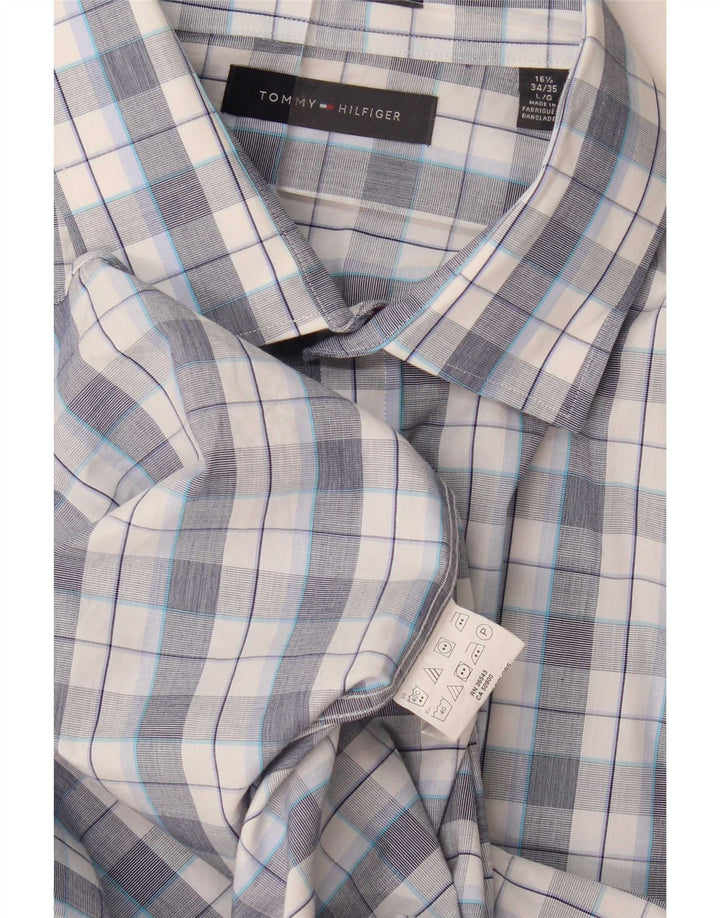 Camisa Tommy Hilfiger para hombre talla 16 1/2 cuadros azules grandes