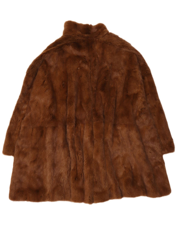 Vintage mujer abrigo de piel reversible de gran tamaño Reino Unido 18 XL marrón
