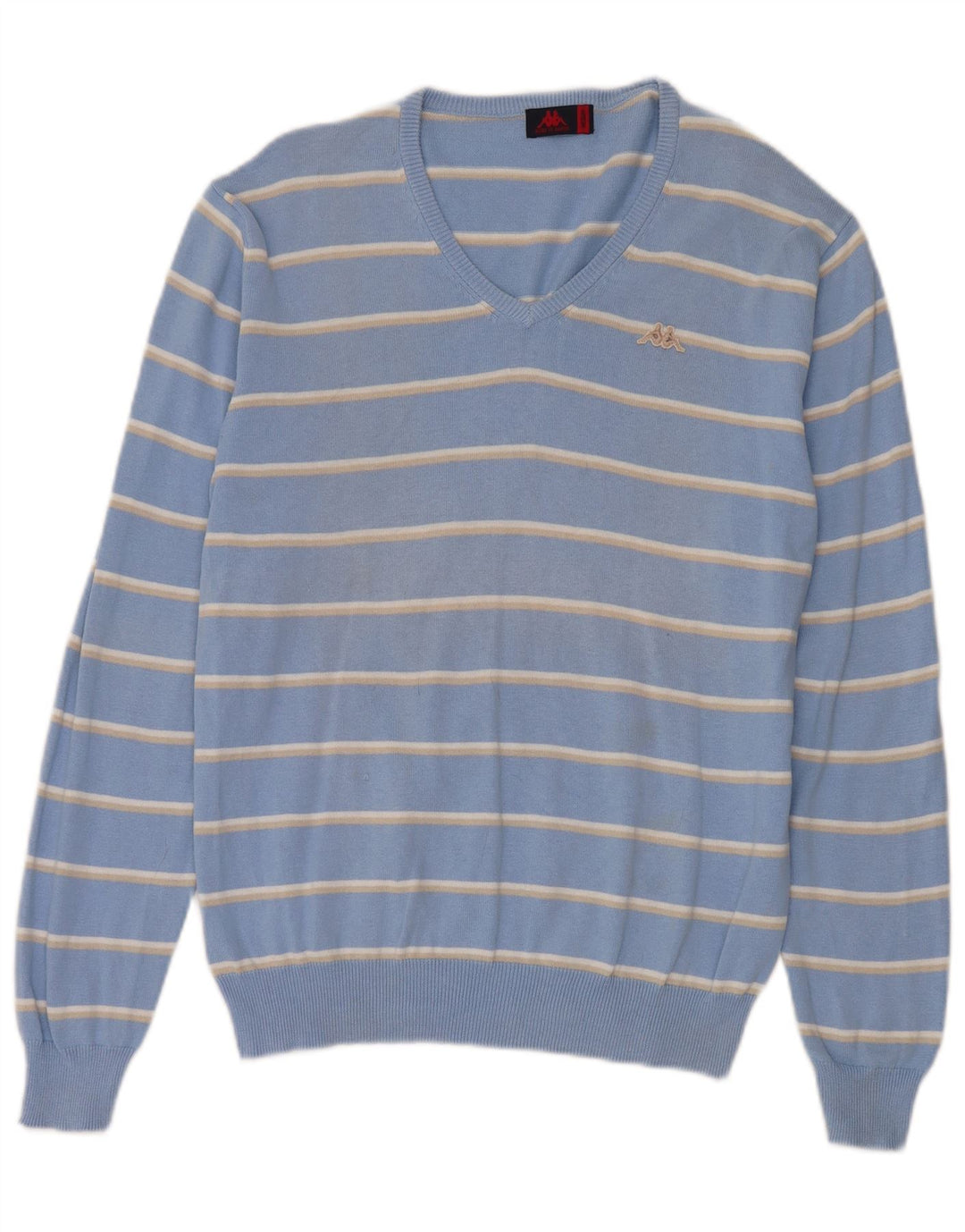 Kappa Hombre Jersey Con Cuello En V De Algodón A Rayas Azul Medio