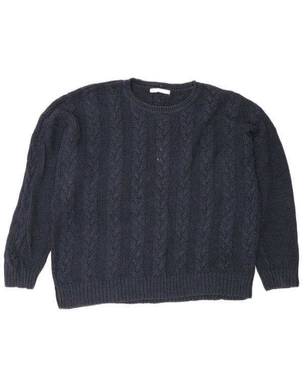 Marks & Spencer Jersey de Cuello Redondo para Mujer UK 22 3XL Azul Marino