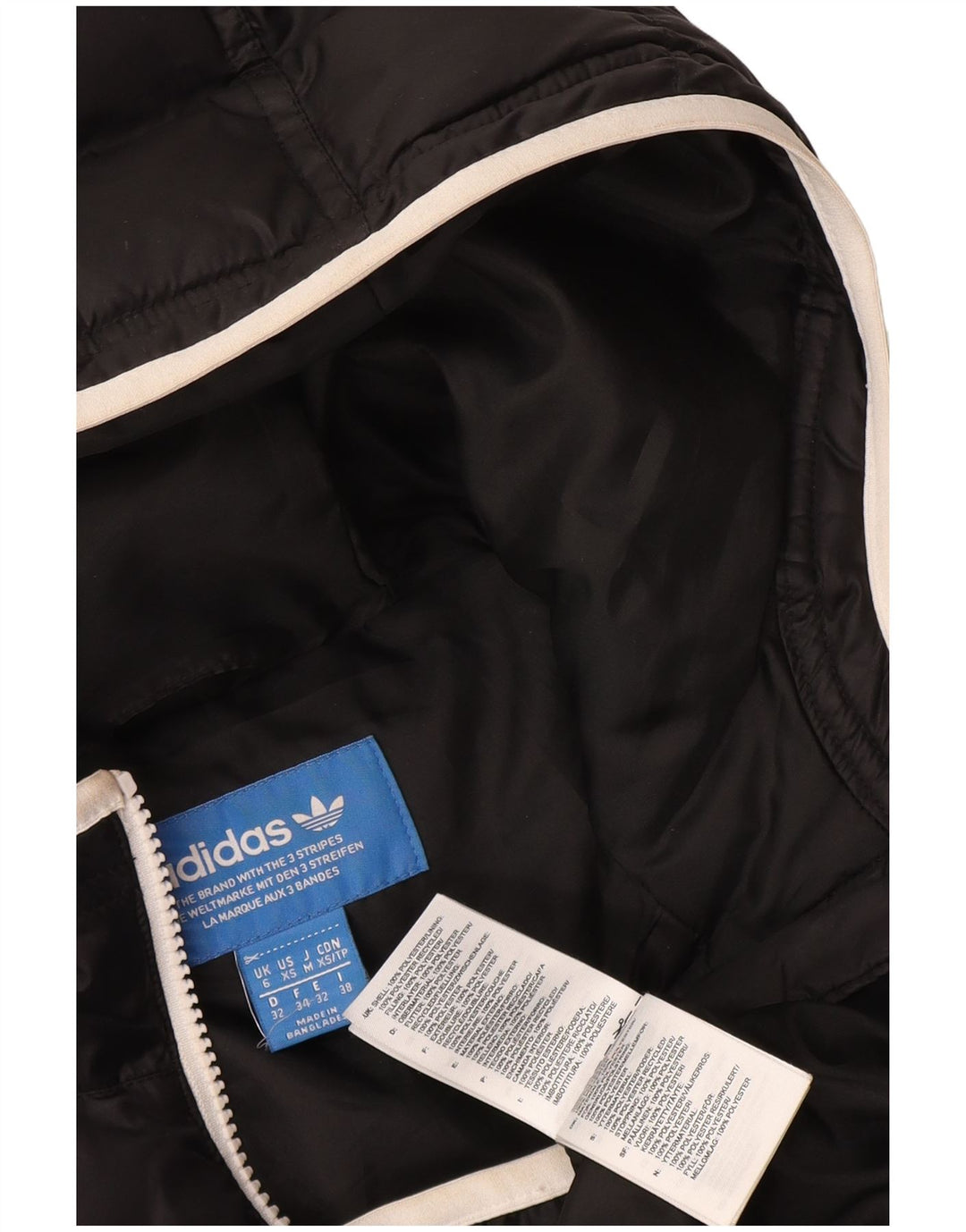 Adidas Chaqueta acolchada con capucha para mujer UK 6 XS Poliéster negro