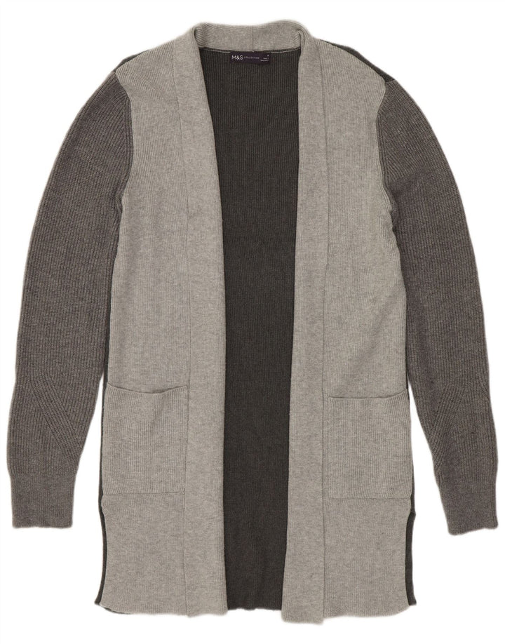 Marks & Spencer Suéter tipo cárdigan largo para mujer UK 10 Small Grey