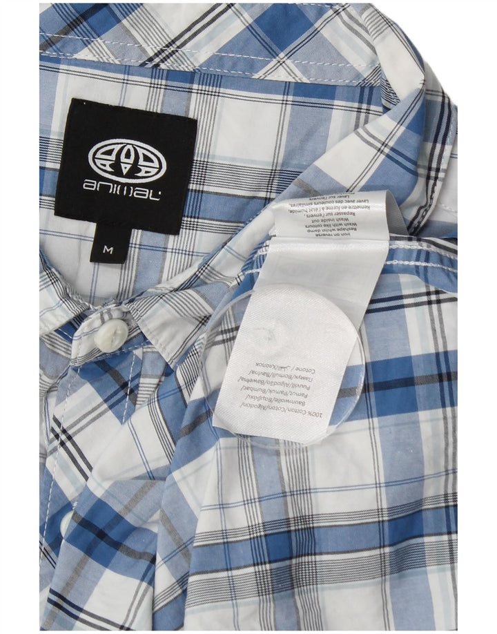 Camisa de manga corta para hombre Animal Algodón a cuadros azul medio