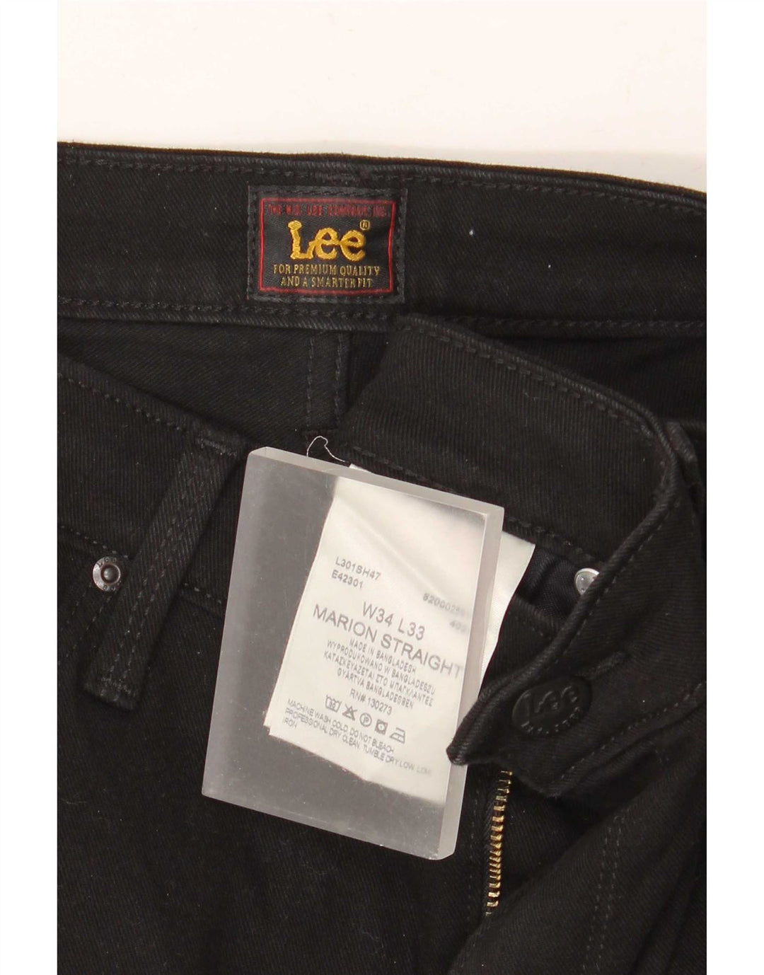 Vaqueros rectos Marion para mujer Lee W34 L33 Algodón negro