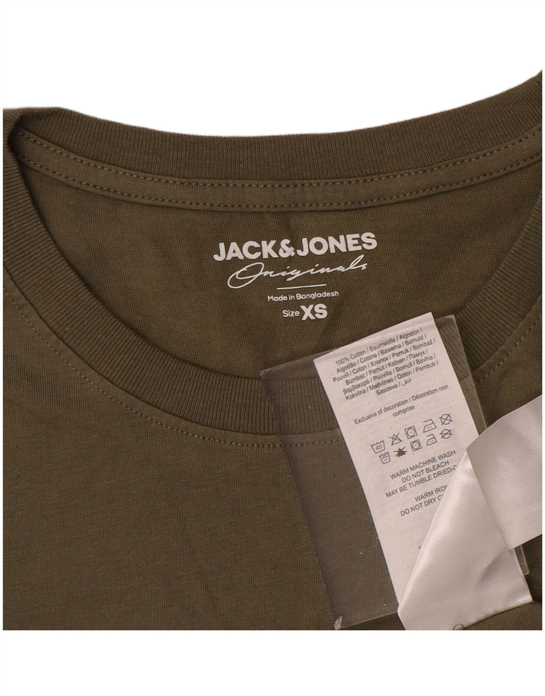 JACK & JONES Camiseta Hombre Top XS Caqui Algodón