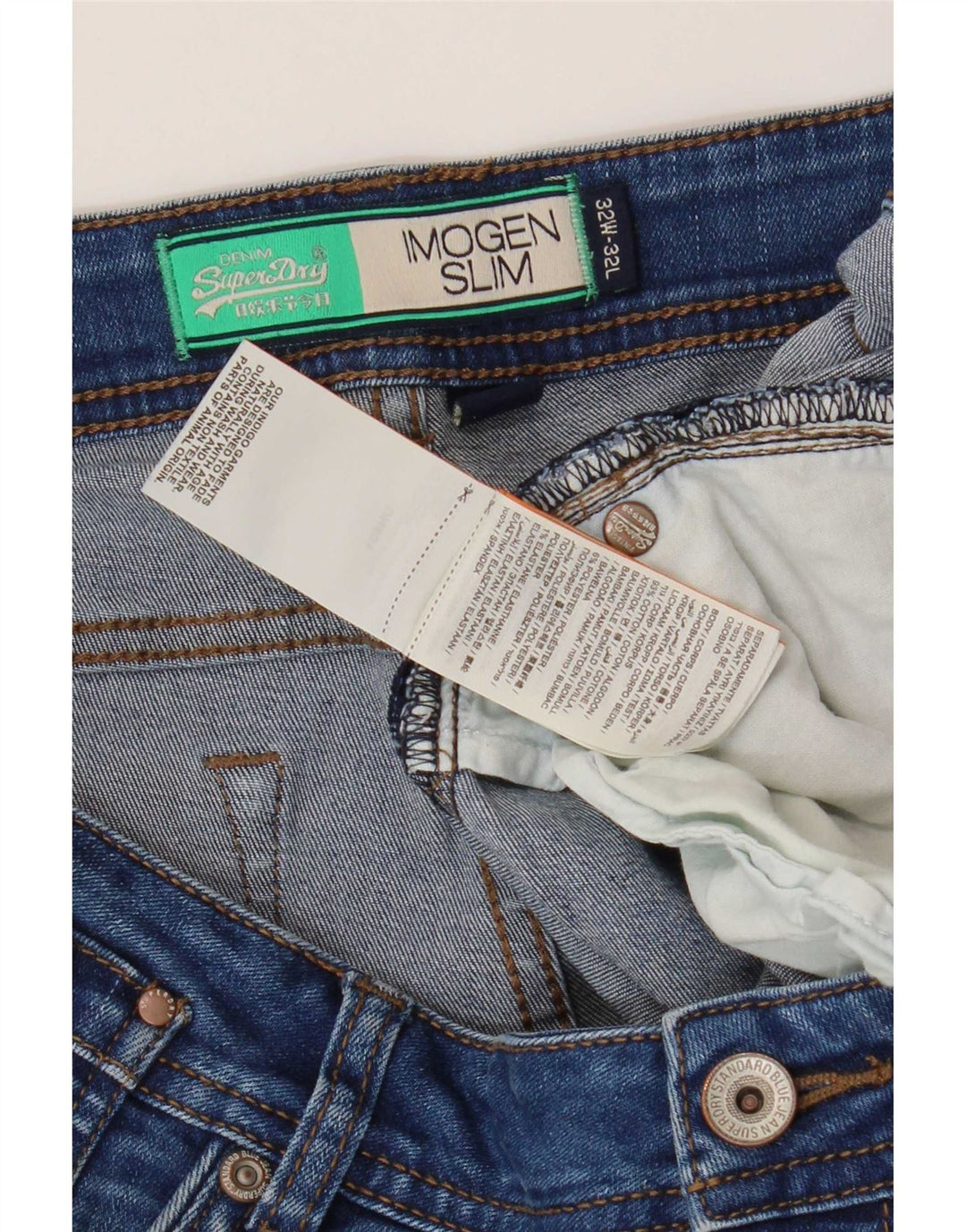 Superdry Mujer Imogen Slim Jeans W32 L32 Algodón Azul