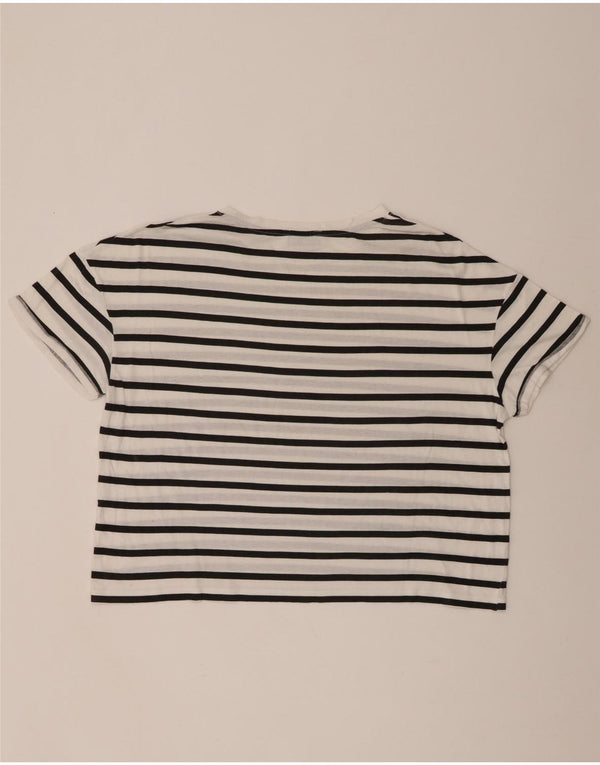 Zara Mujer Trafaluc Camiseta Extragrande Top UK 10 Small Blanco Rayas