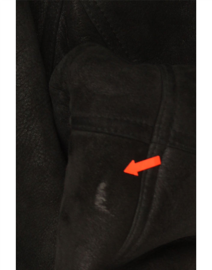 Vintage hombres shearling chaqueta IT 54 2XL negro shearling
