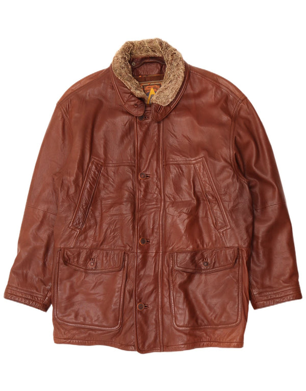 Nivola Abrigo de cuero para hombre UK 42 XL Marrón