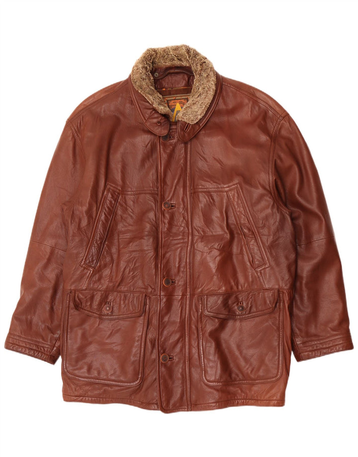 Nivola Abrigo de cuero para hombre UK 42 XL Marrón