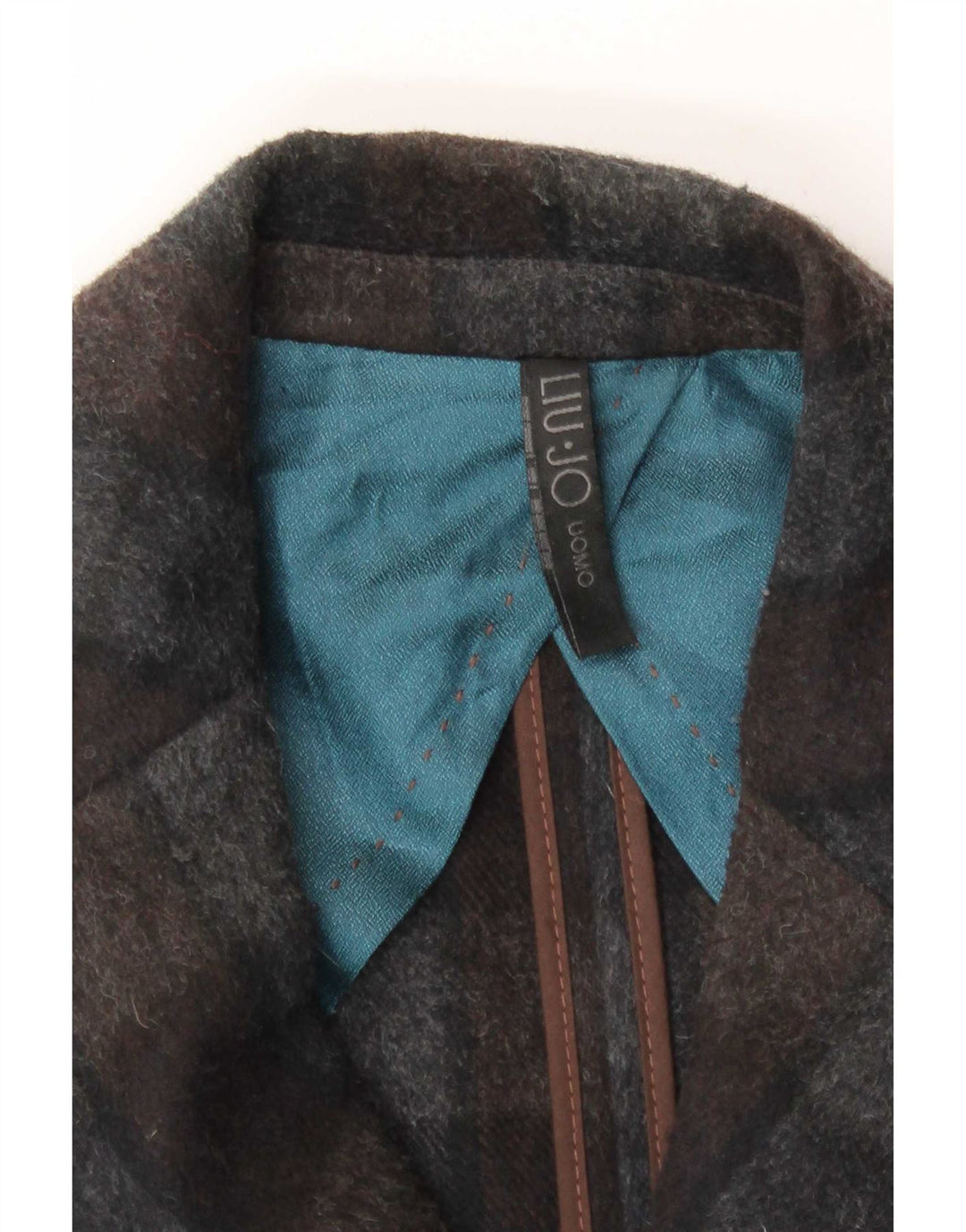 Abrigo Liu Jo para hombre IT 50 lana a cuadros gris grande
