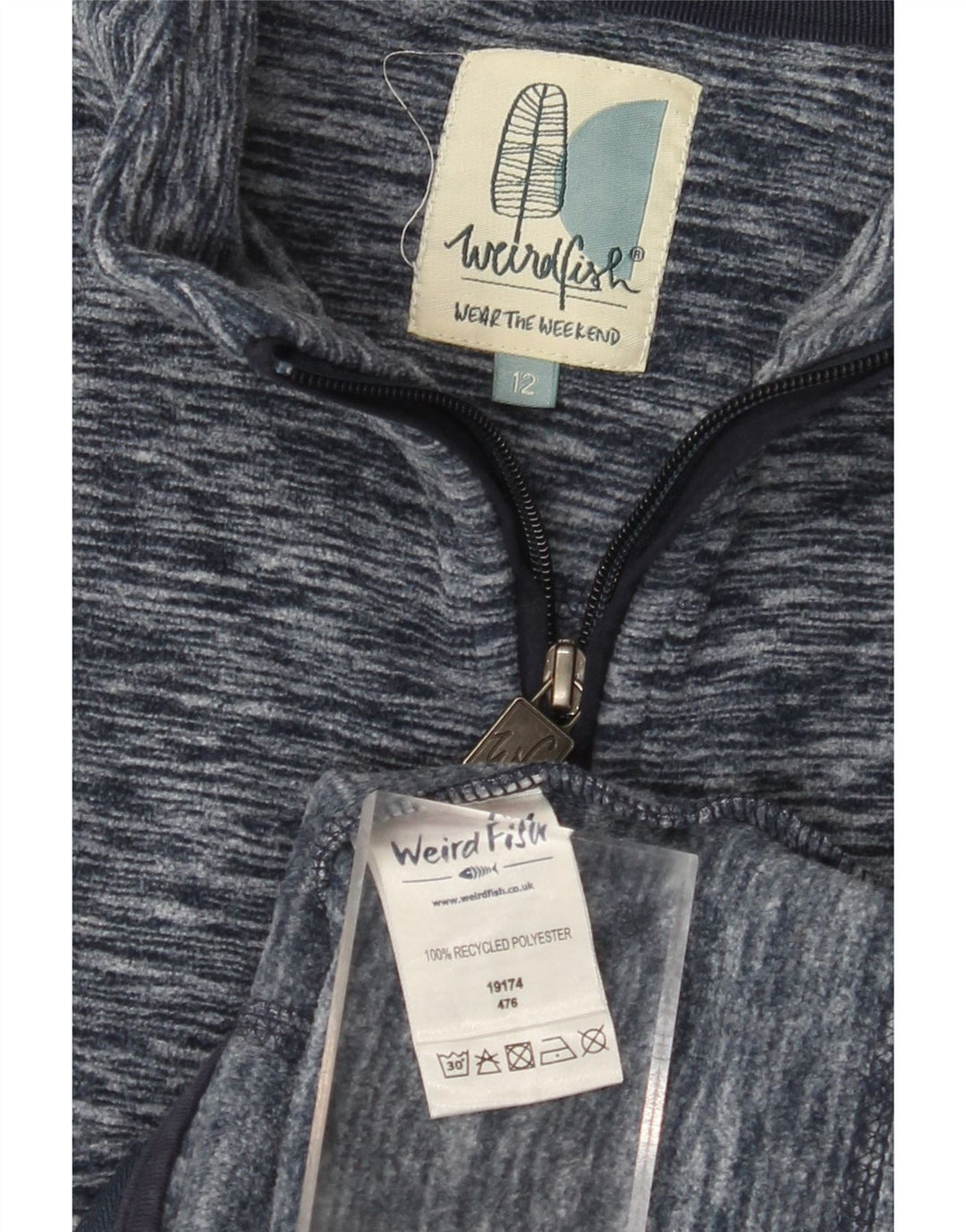 WEIRD FISH Chaqueta polar para mujer UK 40 Mediana Azul marino Poliéster moteado