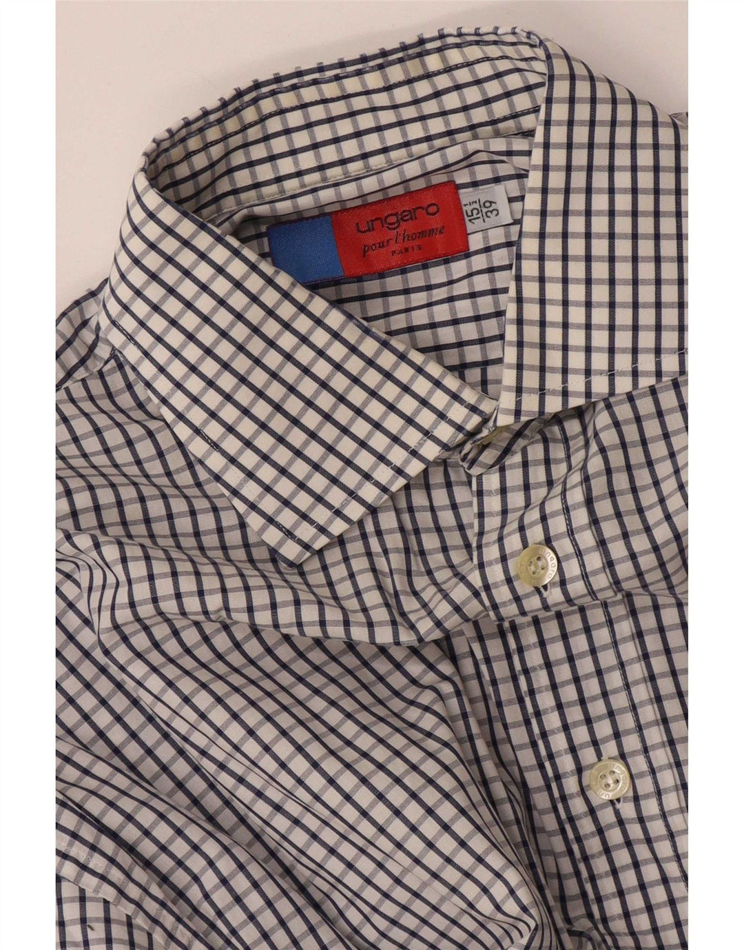 Camisa Ungaro para hombre talla 39 15 1/2 cuadros blancos medianos