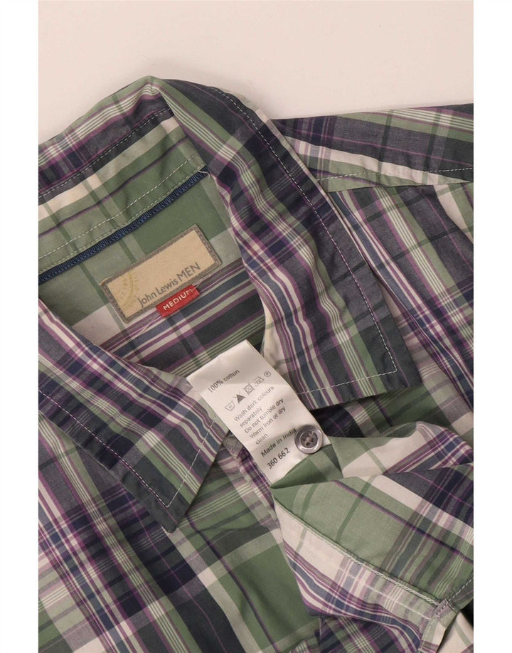 Camisa de manga corta para hombre John Lewis de algodón a cuadros verde medio