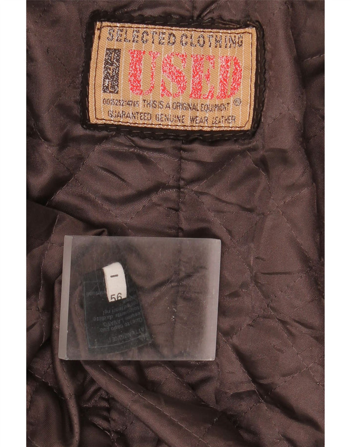 Chaqueta de cuero vintage para hombre IT 56 3XL cuero marrón