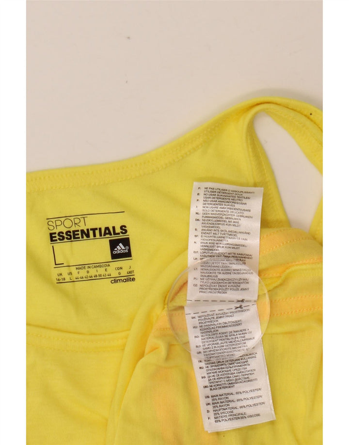 ADIDAS Mujer Climalite Chaleco Top UK 16/18 Grande Amarillo Poliéster