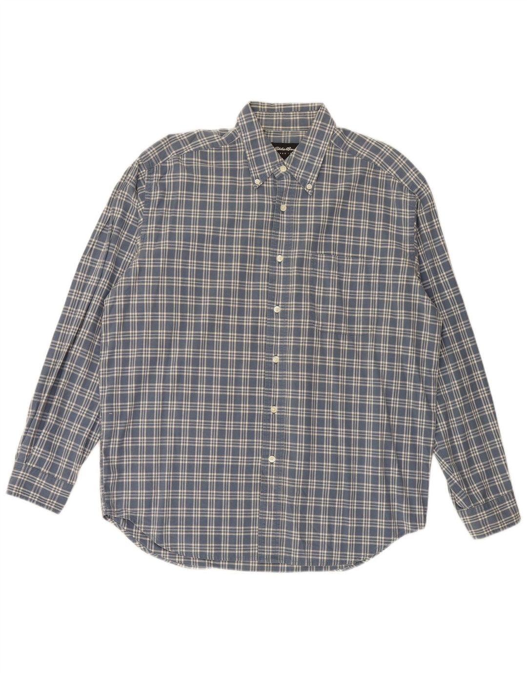 EDDIE BAUER Camisa De Franela Hombre Algodón A Cuadros Azul Medio