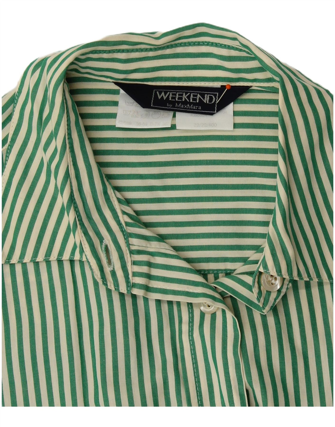 MAX MARA Camisa de fin de semana para mujer UK 46 Large Green Pinstripe