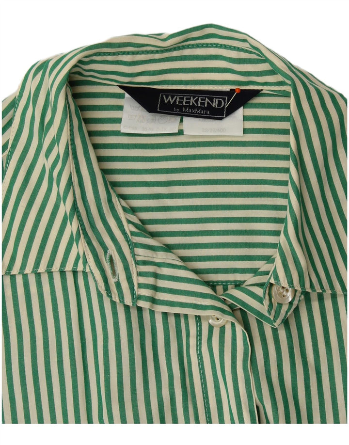 MAX MARA Camisa de fin de semana para mujer UK 46 Large Green Pinstripe