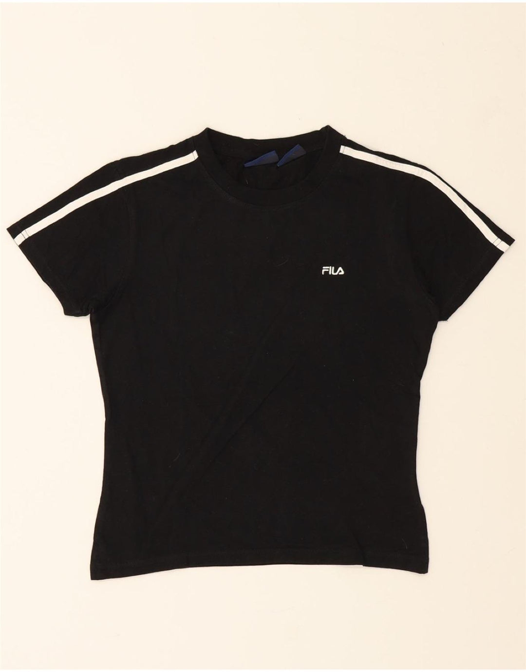 FILA Womens T-Shirt Top UK 12 Medium Black Cotton Vintage Fila and Second-Hand Fila from Messina Hembry 