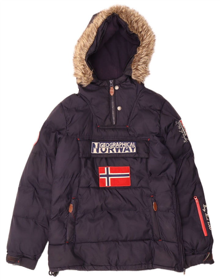 Noruega Chaqueta Anorak acolchada con capucha para hombre UK 36 Small Azul marino Poliéster