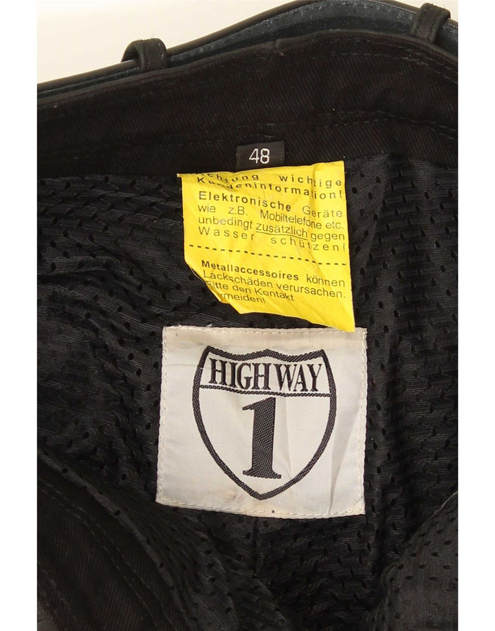 Highway 1 Pantalones rectos de cuero para hombre IT 48 Medium W32 L34 Negro