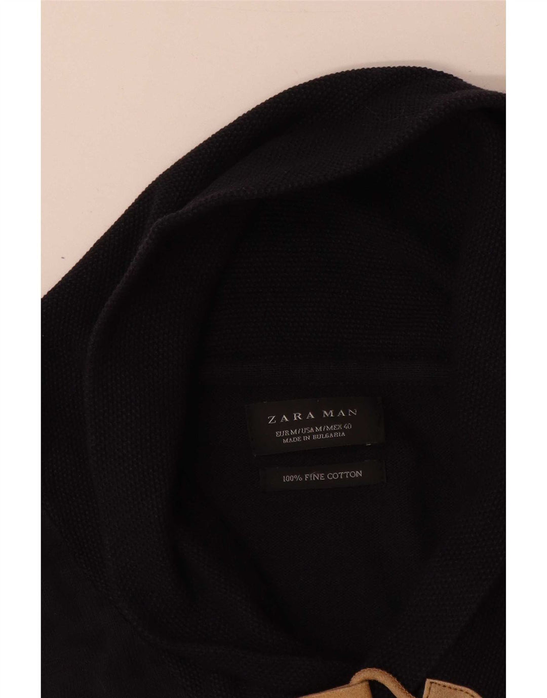 Zara Hombre Jersey Con Cuello Chal Sueter Medio Azul Marino Algodón