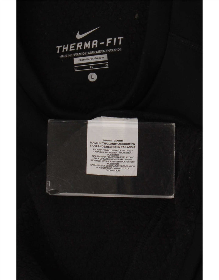 Nike - Sudadera Therma-Fit para hombre, talla grande, poliéster negro