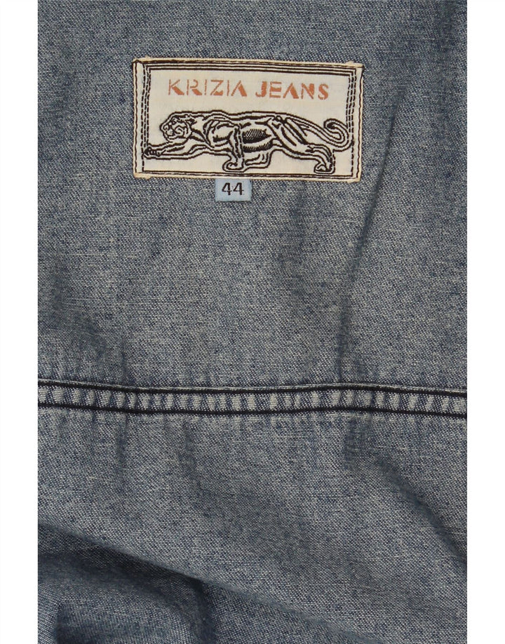 KRIZIA JEANS Chaqueta vaquera corta extragrande para mujer IT 44 Azul medio Floral