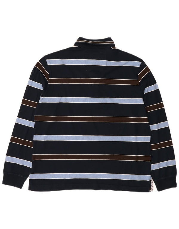 Paul & Shark Mens Graphic Long Sleeve Polo Shirt 2XL Navy Blue Striped
